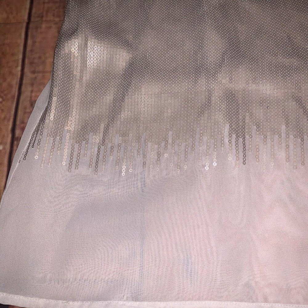 H&M Champagne Bling On WhiteTank Top Blouse Sz 2 Sheer Back (Rx) - Picture 2 of 6